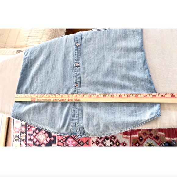 MOTHER  Chambray Denim Short Sleeved Button Up Shirt - M - Picture 8 of 9